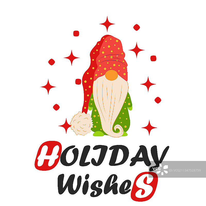 小矮人扁平风格圣诞贺卡图片素材