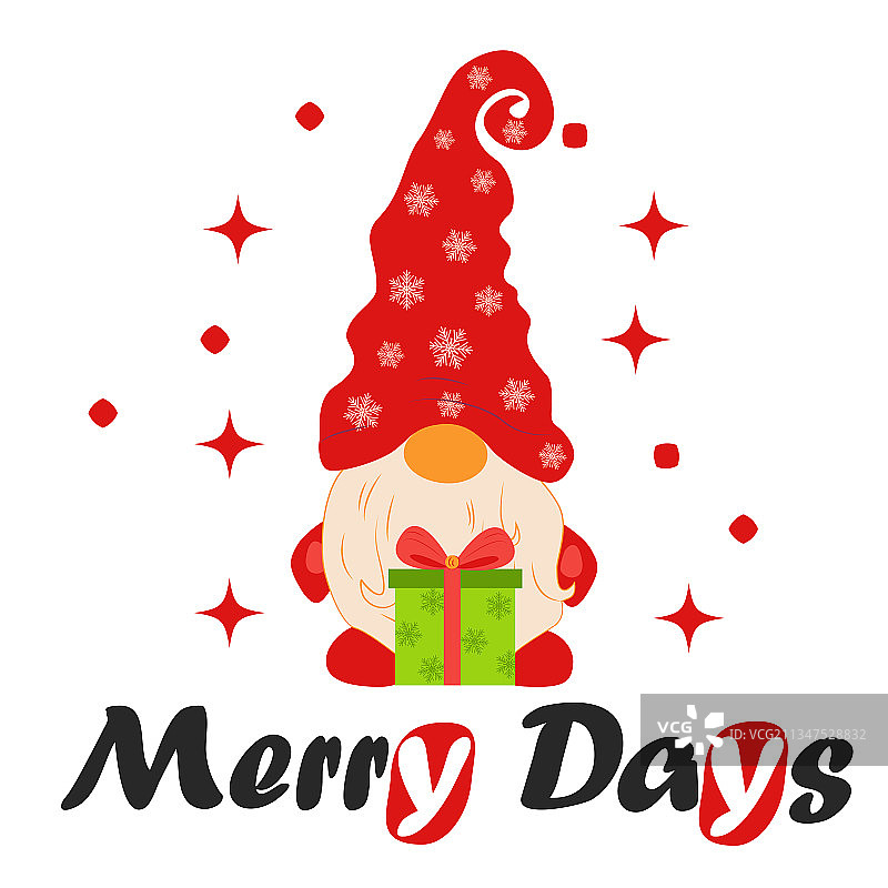 小矮人扁平风格圣诞贺卡图片素材