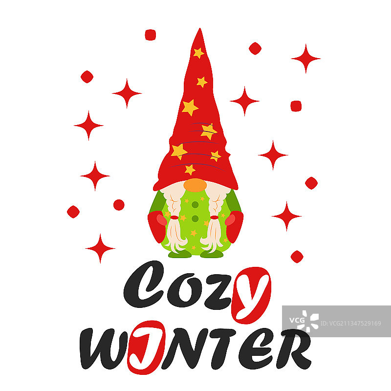 小矮人扁平风格圣诞贺卡图片素材