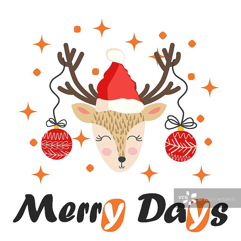 驯鹿角上和周围挂着圣诞球图片素材