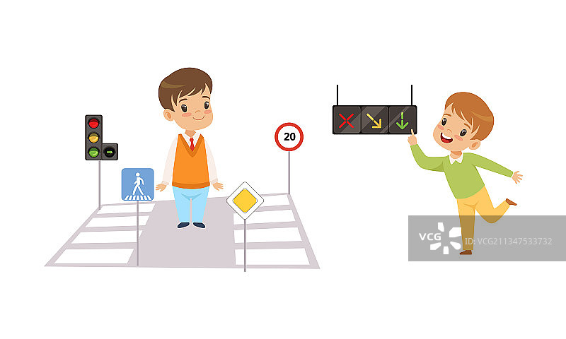 学习交通标志的男孩图片素材