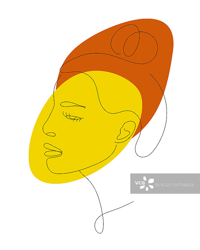 面容睿智的非洲女性脸部线条艺术图片素材