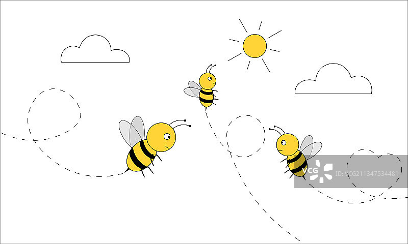 蜜蜂高飞白色背景图片素材