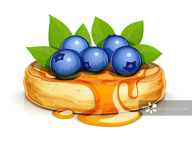 蓝莓蜂蜜甜点薄饼图片素材