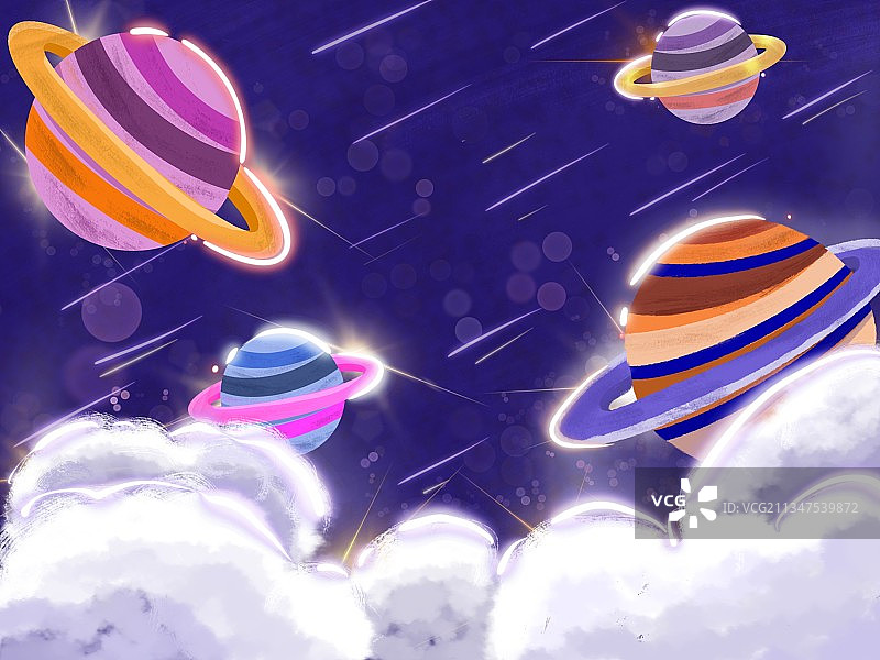 星辰大海梦幻星球插画图片素材