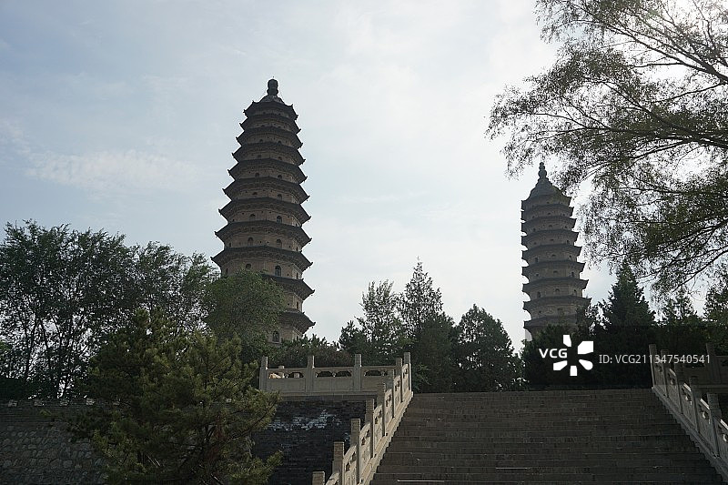 山西太原永祚寺双塔图片素材