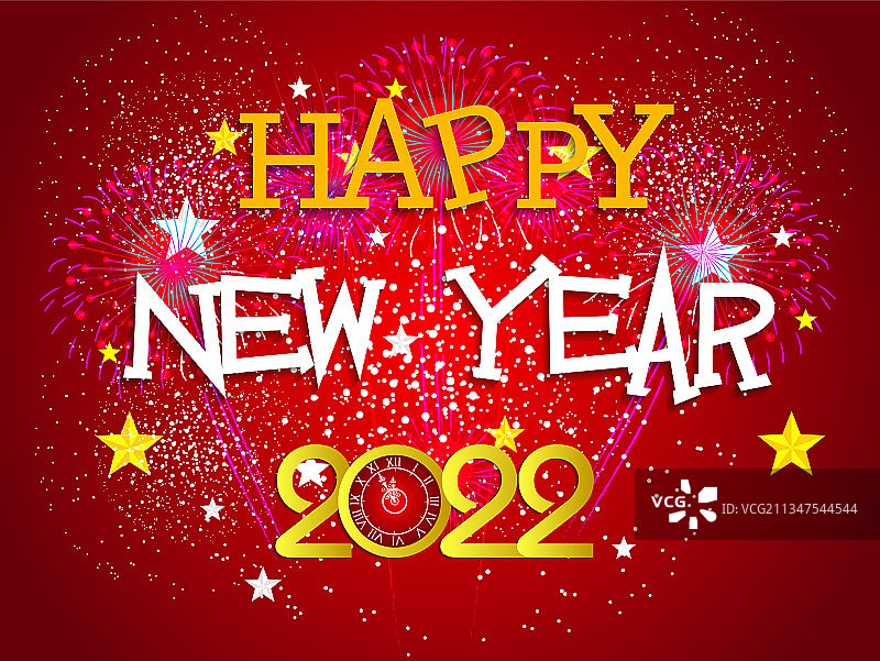 2022新年快乐烟花绽放图片素材