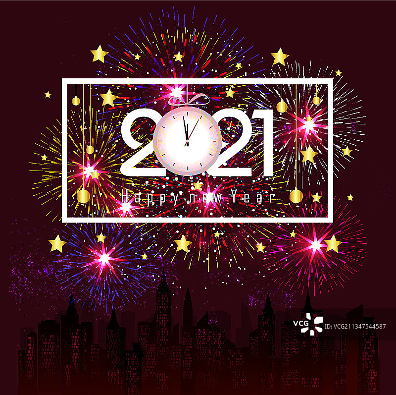 2022新年快乐烟花绽放图片素材