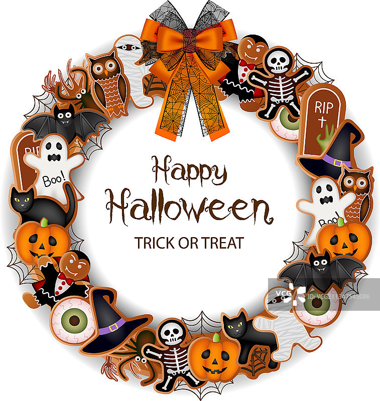 万圣节姜饼花环图片素材