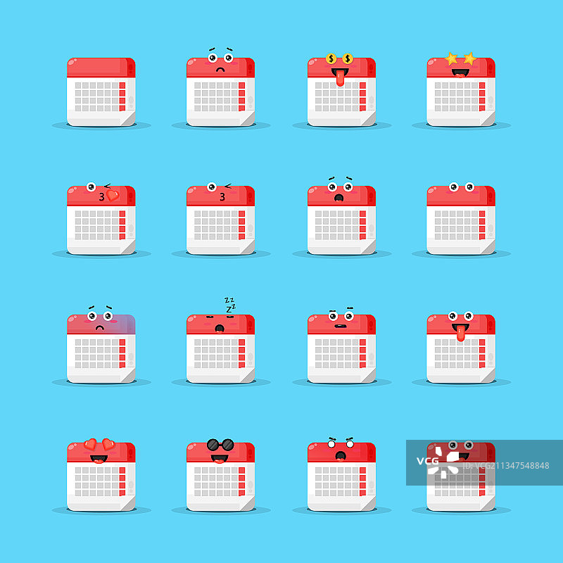 可爱表情日历套装图片素材