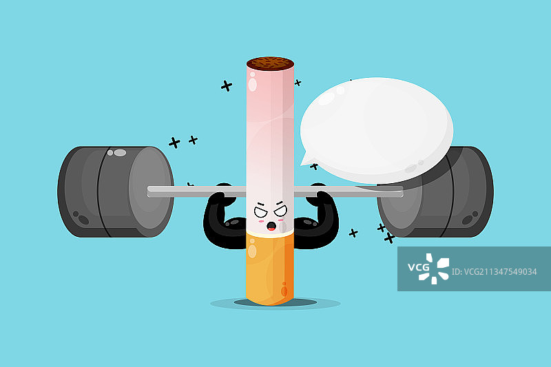 可爱的香烟吉祥物举起杠铃图片素材