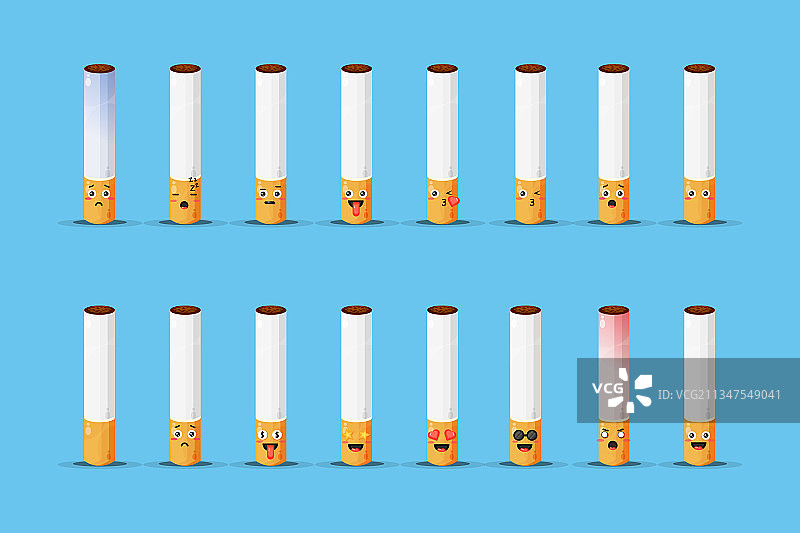 带有表情符号的可爱香烟套装图片素材
