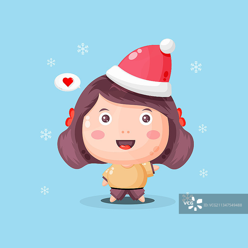 戴着圣诞帽的可爱女孩图片素材