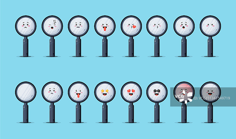 带有表情符号的可爱放大镜图片素材