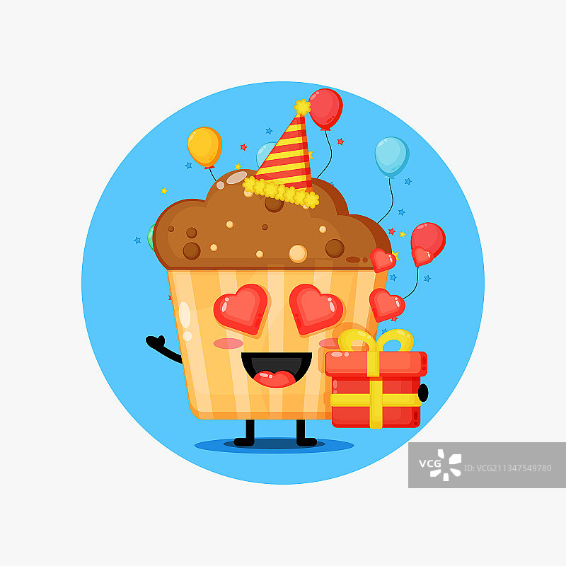 生日上的可爱松饼吉祥物图片素材