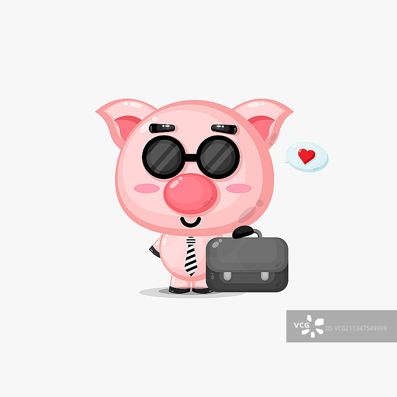 可爱的小猪去上班图片素材
