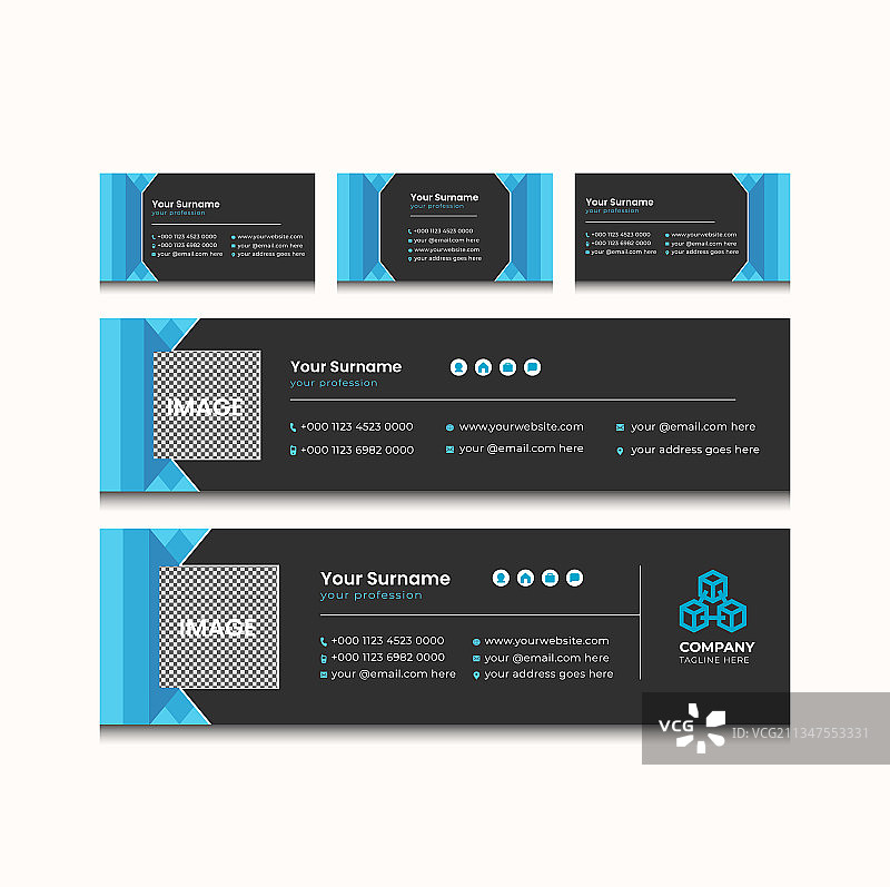 复杂的电子邮件签名模板图片素材