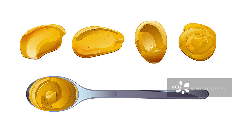 勺子里的芥末第戎蜂蜜酱奶油图片素材