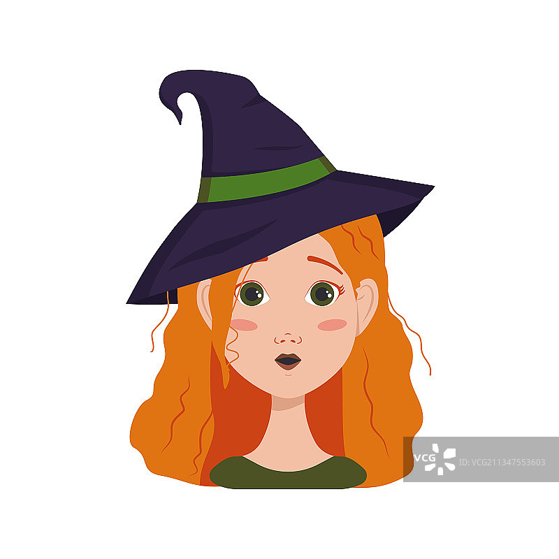 惊讶的红色卷发女子头像图片素材