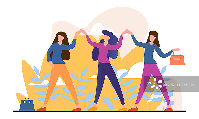 自信的女性角色站在一起图片素材