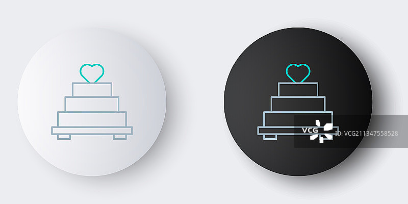 灰色背景上的心形结婚蛋糕线条图标图片素材