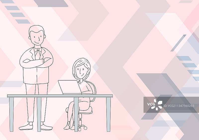 男人站着画一个双臂交叉的女人图片素材