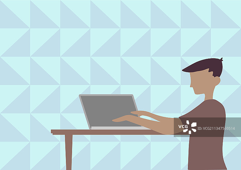 使用笔记本电脑进行绘画的商人图片素材