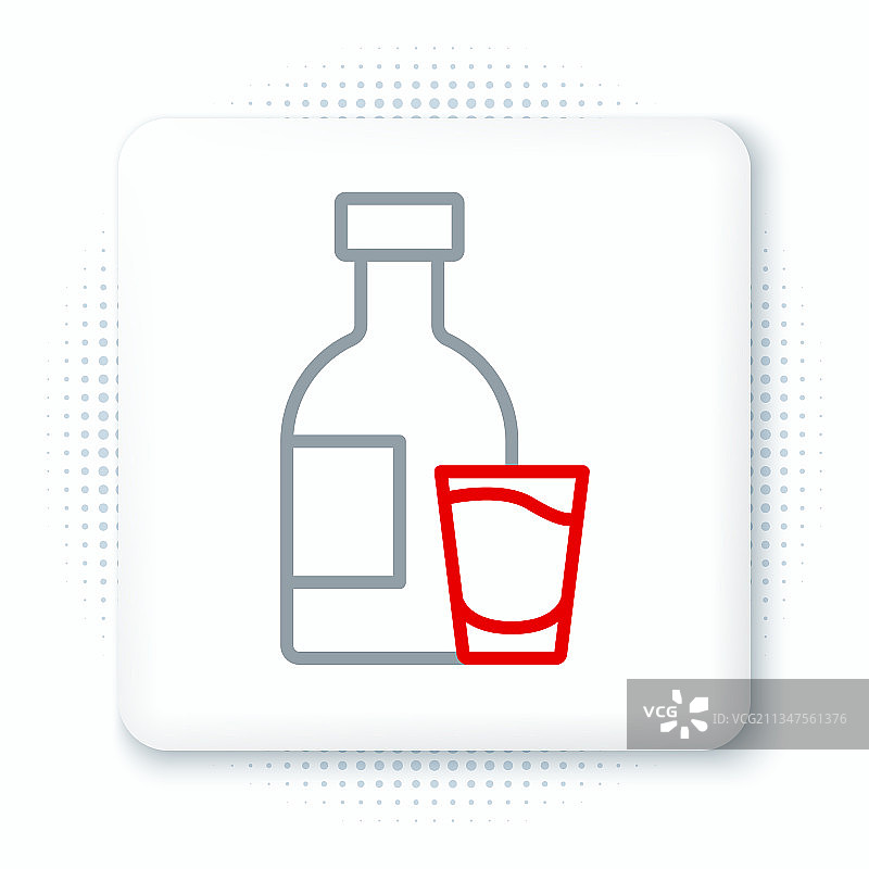 伏特加酒瓶和玻璃杯线条图标图片素材