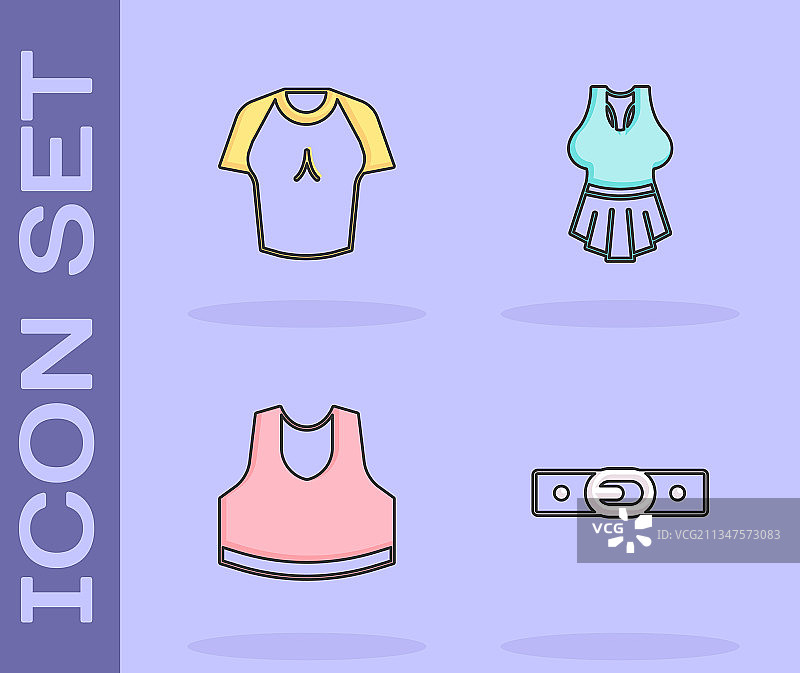 腰带T恤背心图标套装图片素材