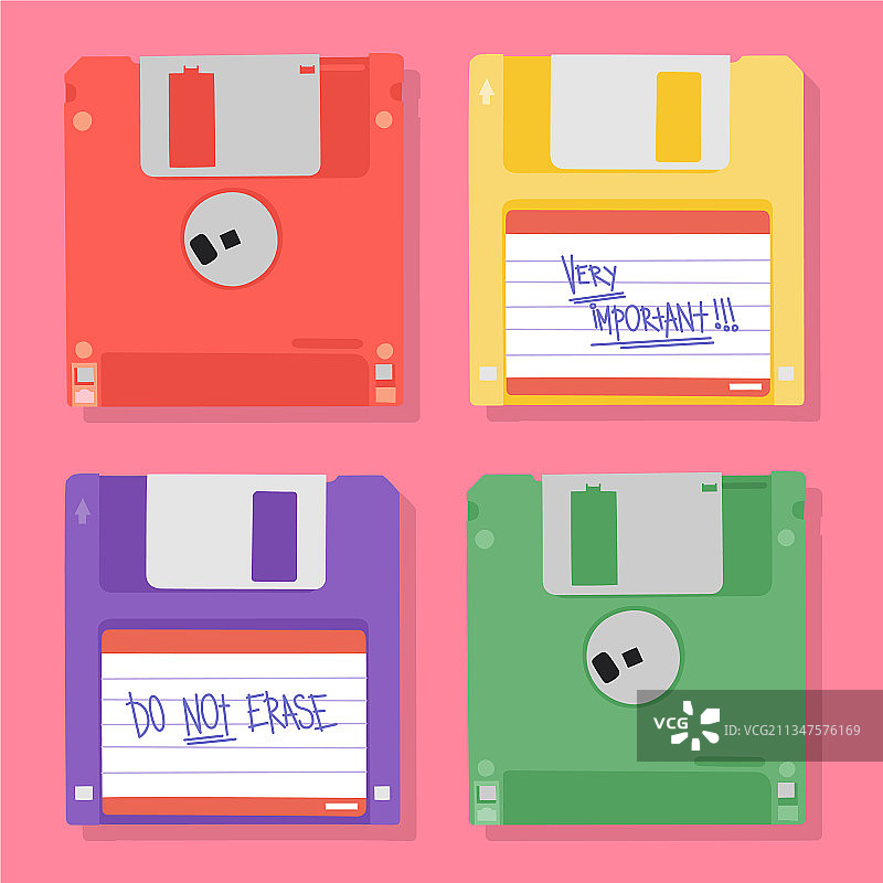 带注释的四张软盘图片素材