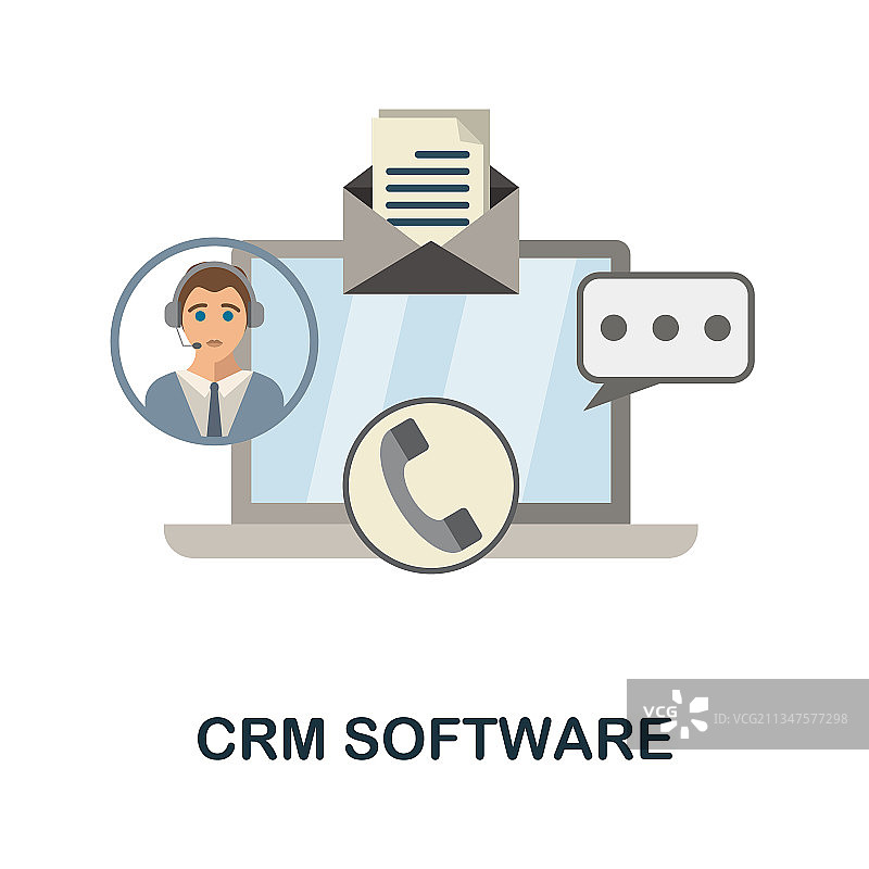 CRM软件扁平图标图片素材