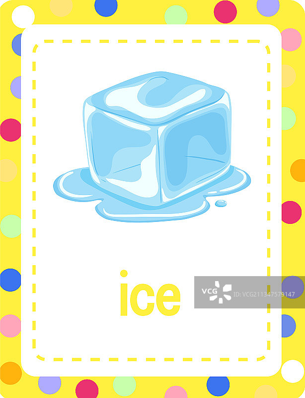 带有单词“冰”的词汇抽认卡图片素材