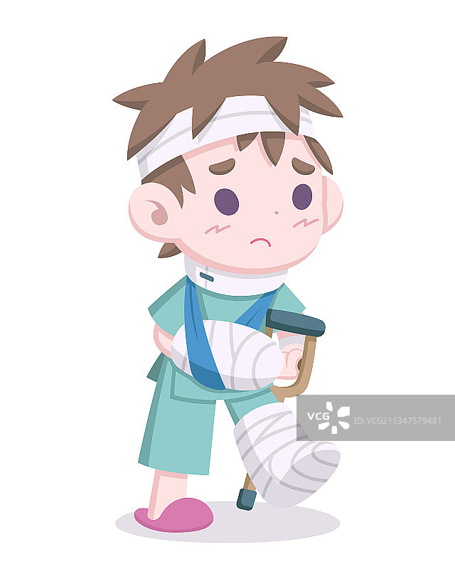 可爱风格的受伤男人卡通图片素材