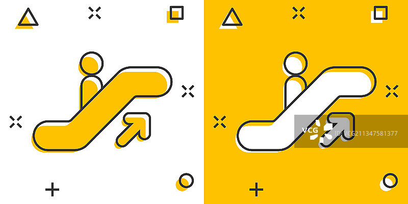 卡通风格的自动扶梯图标图片素材