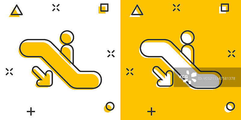 卡通风格的自动扶梯图标图片素材