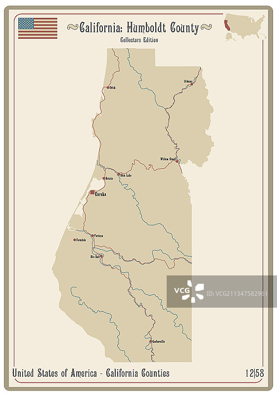 加利福尼亚州洪堡县地图图片素材