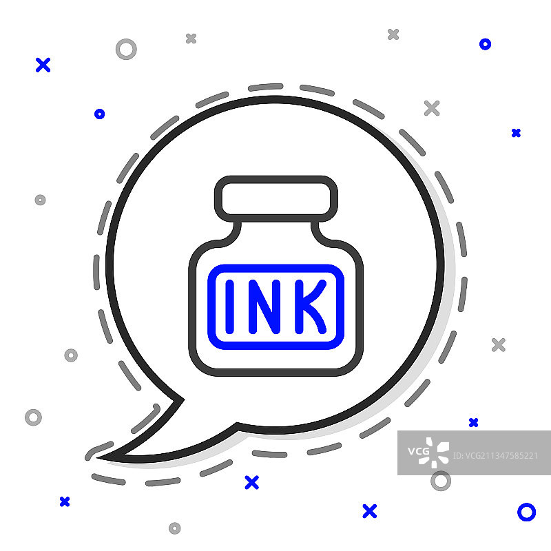 白色背景上的墨水瓶线条图标图片素材