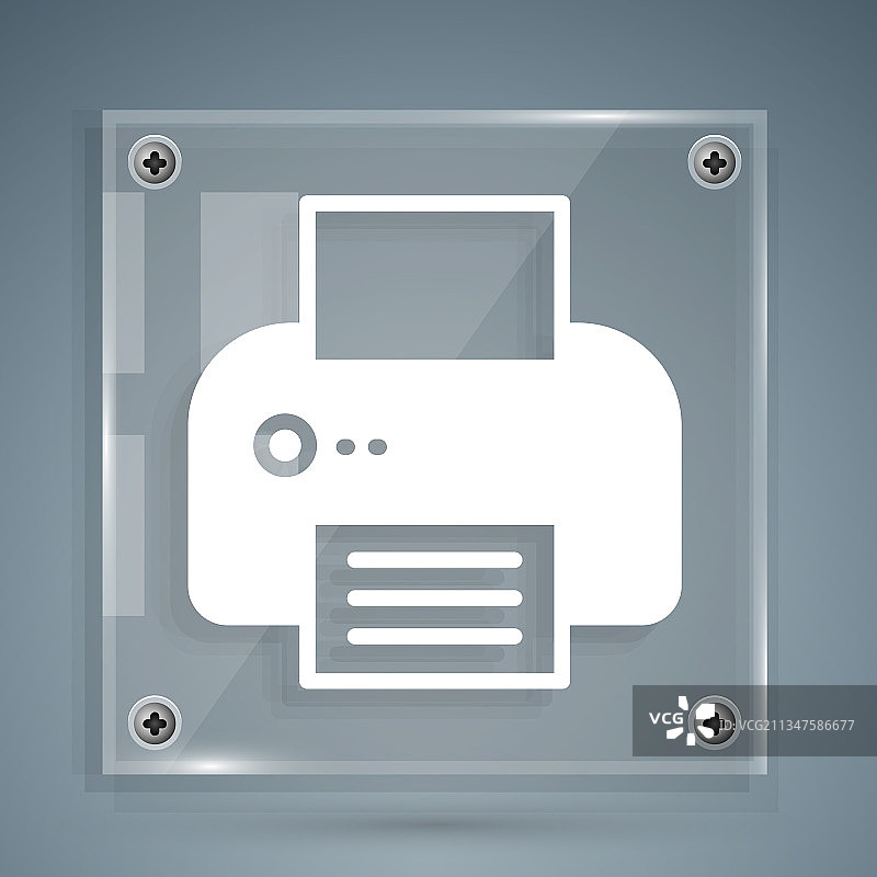 灰色背景上的白色打印机图标图片素材