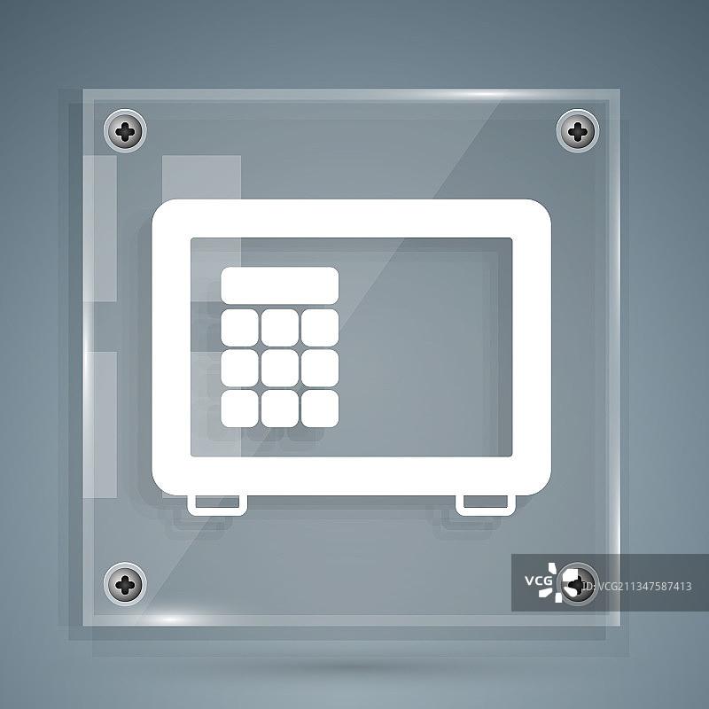 灰色背景上的白色保险箱图标图片素材