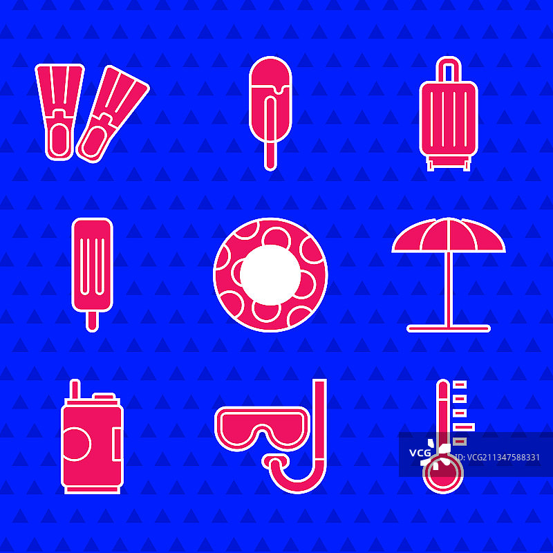 橡胶游泳圈潜水面罩和呼吸管套装图片素材