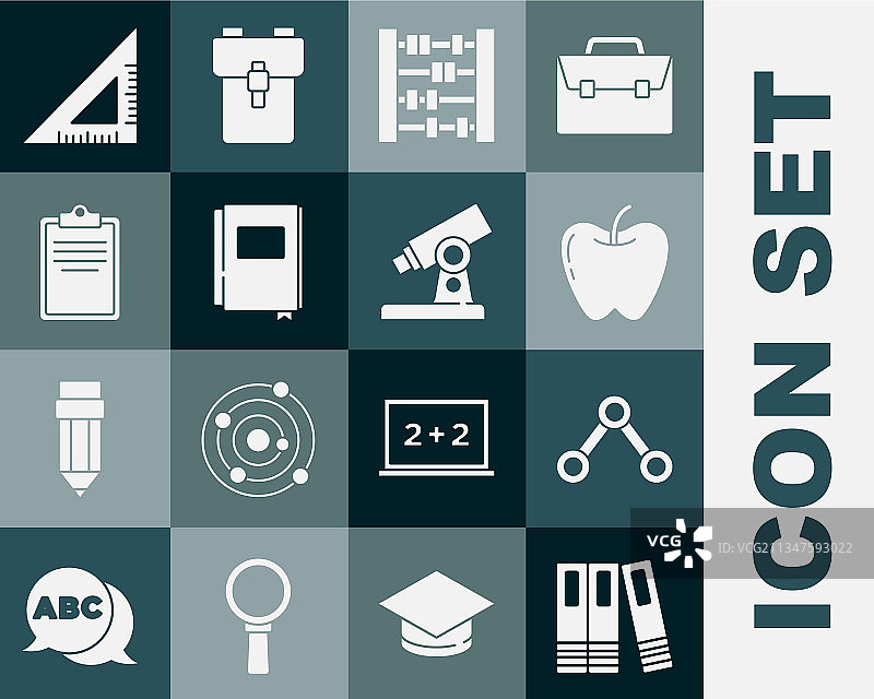 办公文件夹、分子、苹果、算盘、书籍素材图片素材