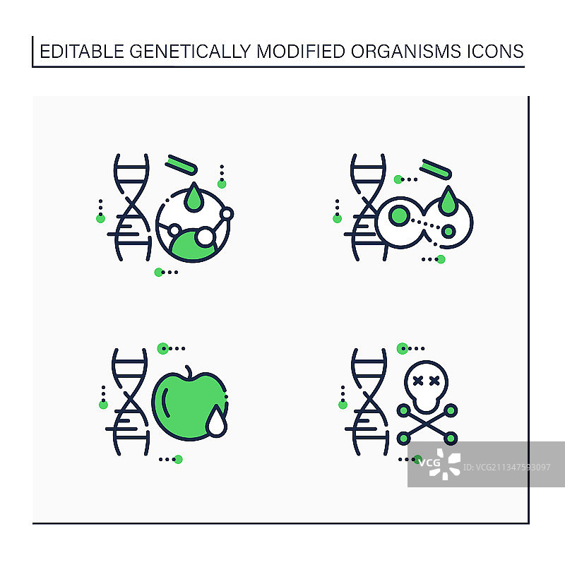 转基因生物线性图标集图片素材