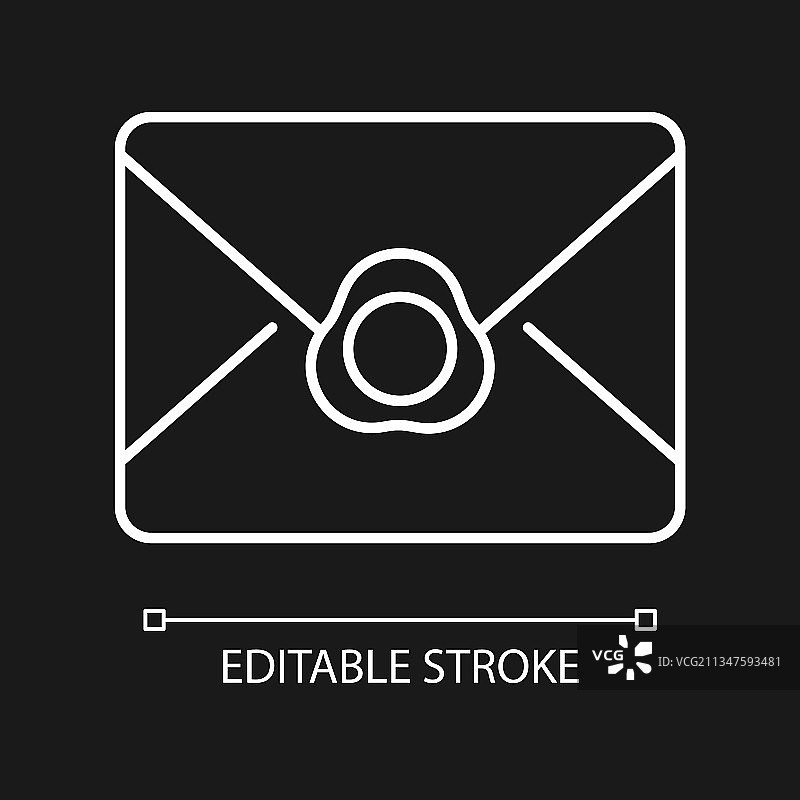 深色主题的复古白色线性信封图标图片素材