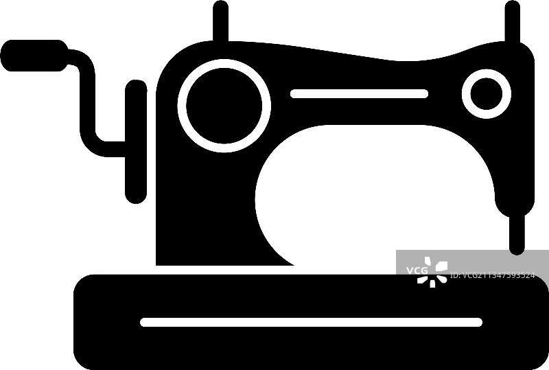 老式缝纫机黑色轮廓图标图片素材