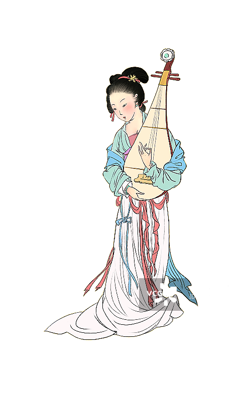 弹琵琶的古代美女图片素材