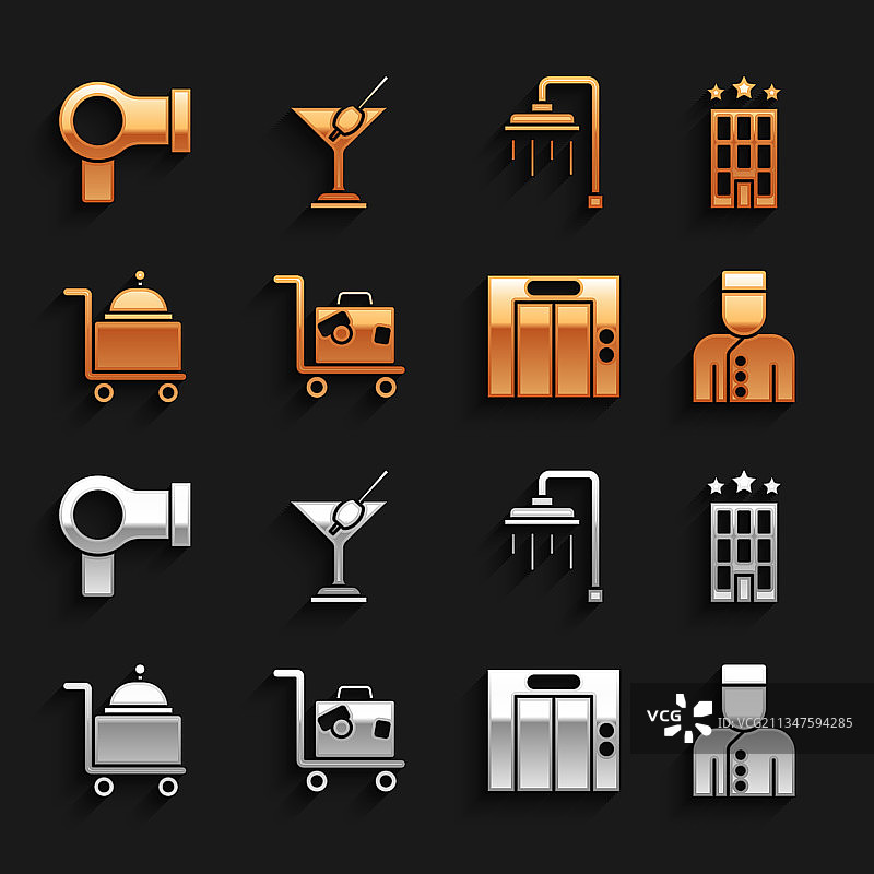 旅行箱酒店大楼礼宾电梯套装图片素材