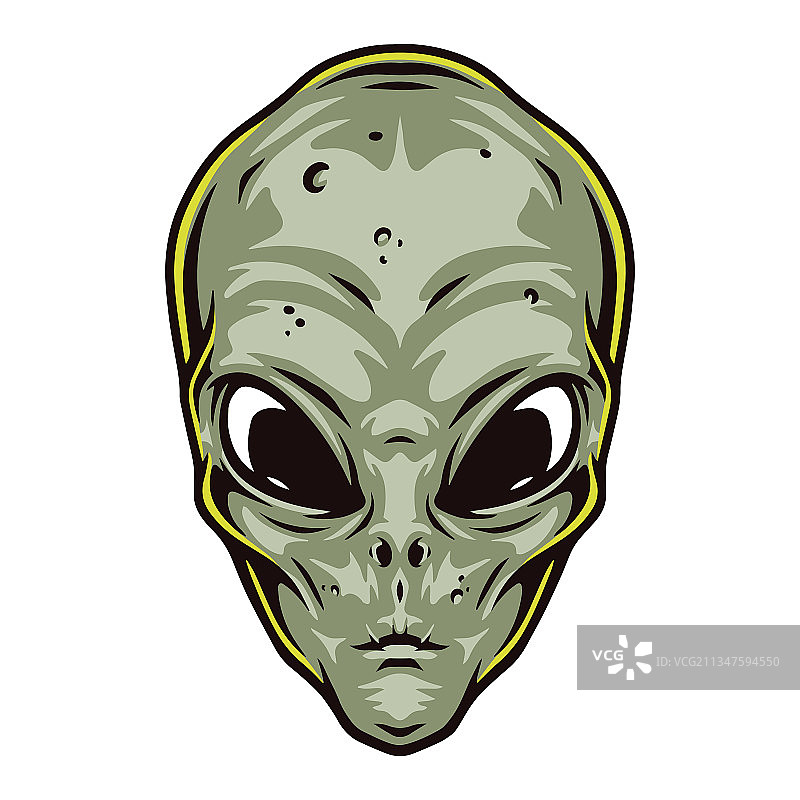 复古绿色外星人头像概念设计图片素材