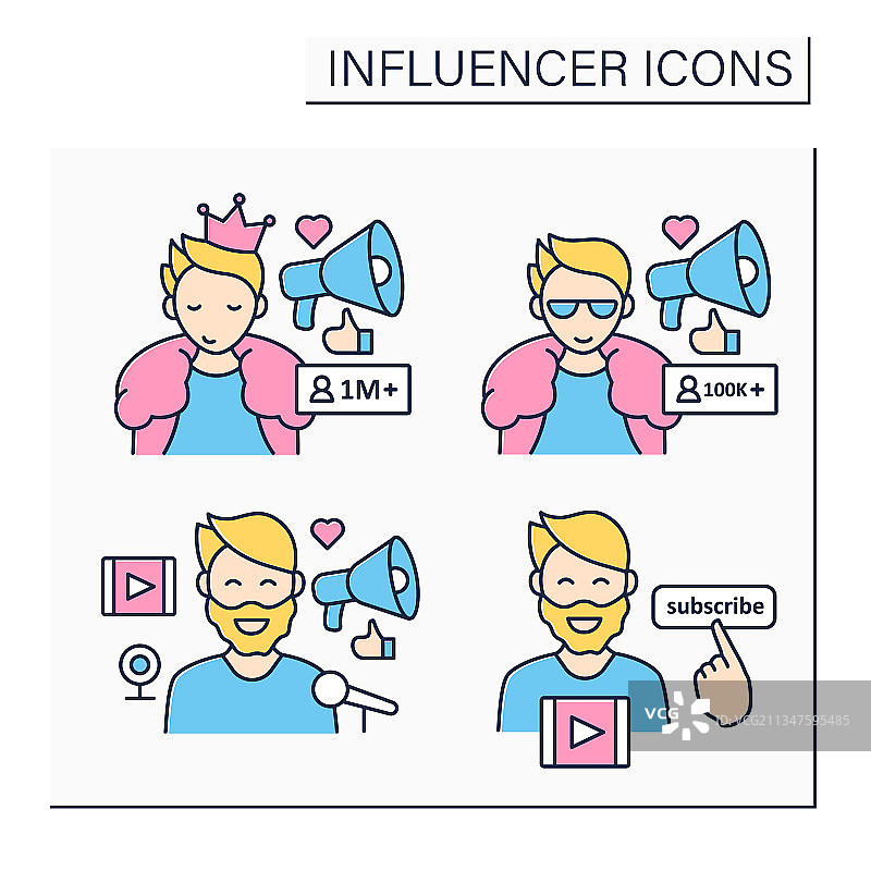 网红彩色图标集图片素材