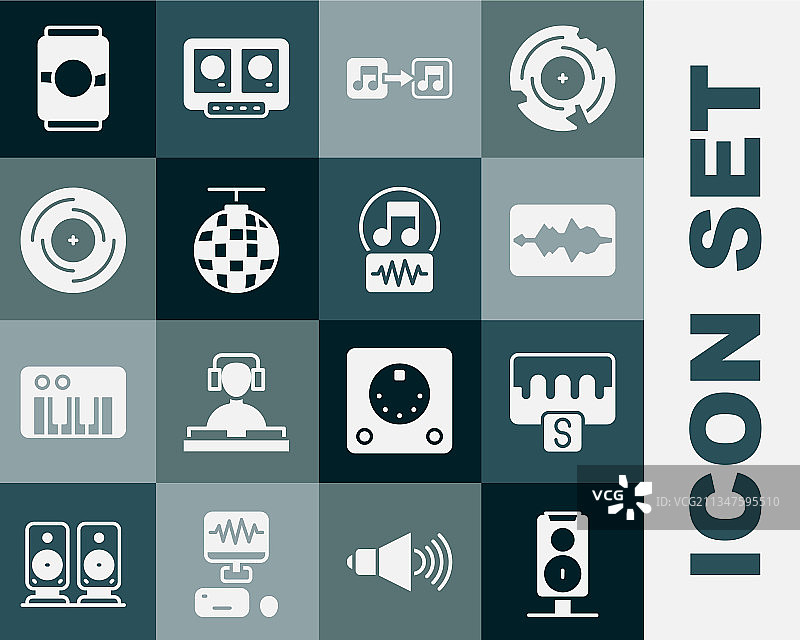 立体声扬声器、音乐波形、均衡器、音符图片素材