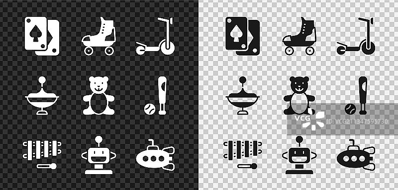 扑克牌套装：轮滑鞋和滑板车图片素材